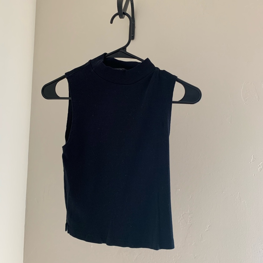 Topshop Black Mock Crop Tank Top